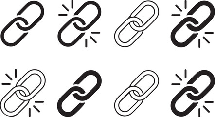 Link icons connect, secure, and unite concepts digitally