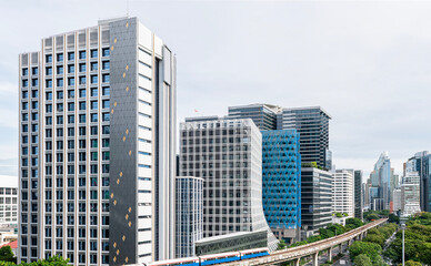 Modern building cityscape view with blue sky background