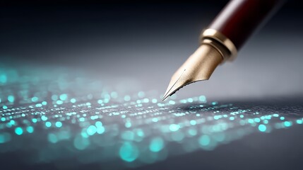 Fountain pen creates elegant script on crisp paper ink flows smoothly as fountain pen glides across paper