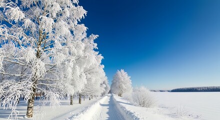 Beautiful Winter Season Landscape with Snow and Frost