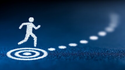 Person walks path with arrows clear direction one person follows path guided by arrows to destination