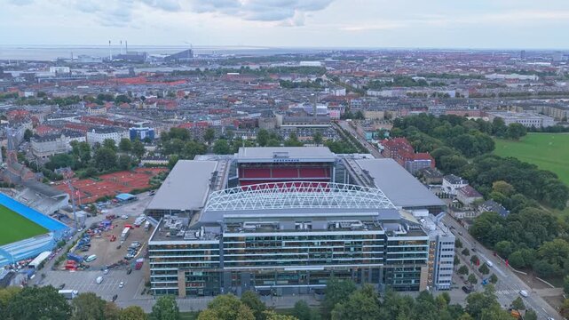 Largest football ground in Denmark: Parken, national arena in Copenhagen.