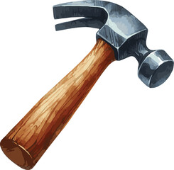 Vector watercolor painted illustration of a hammer