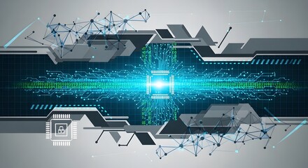Abstract digital circuit board design showing technology and data transfer
