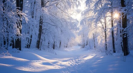 Beautiful Winter Season Landscape with Snow and Frost