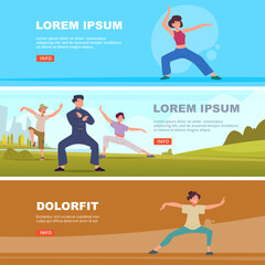Tai chi banners. asian martial arts training characters outdoor