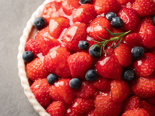 Strawberry Blueberry Pancakes on a Plate