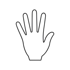 Obraz premium Illustration of a hand outline, a common symbol for greeting, counting, or gesturing, often used in art and design