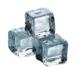 Obraz premium A close-up depiction of three translucent ice cubes stacked against a stark, black backdrop