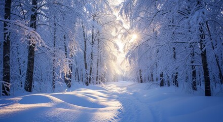 Beautiful Winter Season Landscape with Snow and Frost