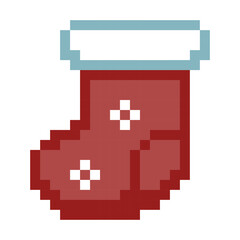 Red Christmas Sock Pixel Art