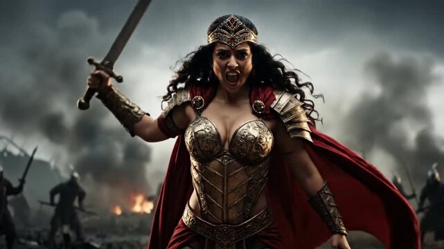 Attractive ancient Indian warrior woman