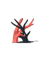 Stylized Abstract Intertwined Hands Flat Vector Illustration