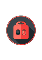 Minimalist Flat Design Earbuds Charging Case Icon