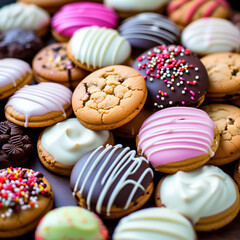 Obraz premium A delightful assortment of colorful and delicious frosted cookies.
