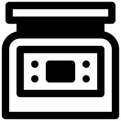 Electronic balance. Outlined stroke vector icon with black-filled details.