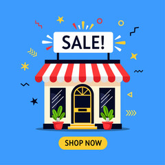 Shop Now Big Sale banner template design, poster, banner Vector illustration. Store label. 