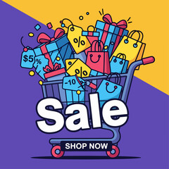 Sale bag banner vector poster