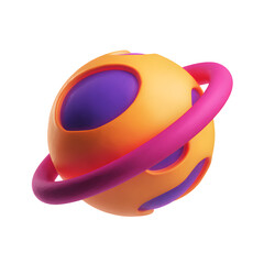 ringed planet, PNG,isolated,no background,assets,3d,clay,render,illustration,toycore