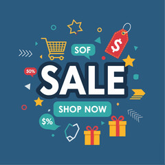 Shopping Cart Big Sale Banner Vector Illustration