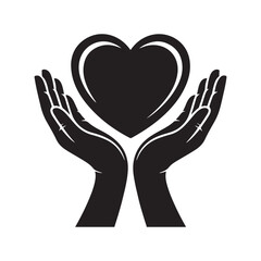 Obraz premium Hands Holding Heart Icon Symbol Support Love Care Charity Vector