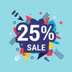 25 percent Off. 3d number 25. Sale banner. Vector illustration.