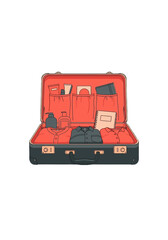 Neatly Packed Travel Suitcase Flat Vector Illustration