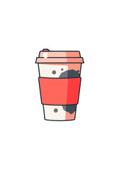 Minimalist Flat Vector Illustration of a Takeaway Coffee Cup