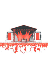 Vibrant Flat Vector Music Concert Crowd and Stage