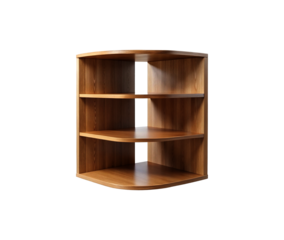 Elegant modern wooden corner shelf unit for efficient space saving display and storage