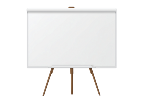 Blank flip chart on a wooden stand ready for a presentation in a bright room with white walls and good lighting Generative AI