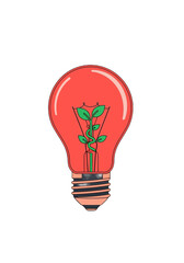 Sustainable Idea Plant Sprouting Within Light Bulb Illustration