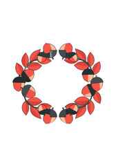 Abstract Flat Autumn Wreath With Acorns and Leaves