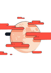 Minimalist Moon and Clouds Flat Vector Illustration