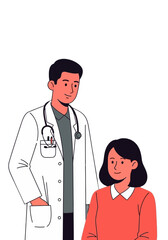 Flat Vector Illustration of Doctor and Patient Consultation