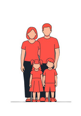 Flat Vector Illustration of a Happy Family Portrait