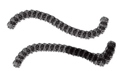 Two abstract wavy black organic structures against white background