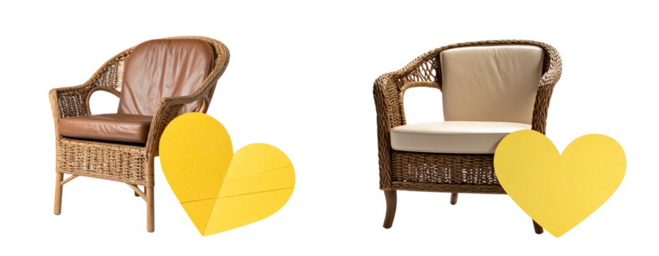 Yellow Paper Heart Shape Isolated on Transparent Background with Soft Shadow