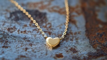 Golden heart pendant on a delicate chain symbolizing love and affection