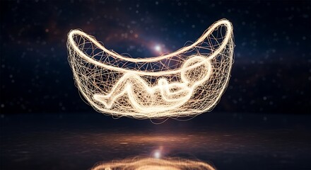Obraz premium Cosmic Cradle - Fetal Form in a Universe of Light.