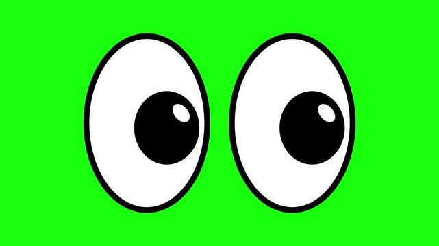 Cartoon Eyes glances Sideways, side to side animation. Flat doodle Moving Eyes emoji. Cartoon eyes clipart Facial expression design illustration. Green screen. 4K Loop.