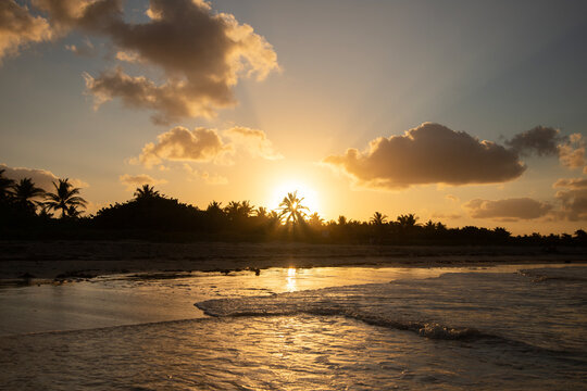 Sunset at El Cuyo Beach, a fishing village on Mexico's Yucatan Peninsula.