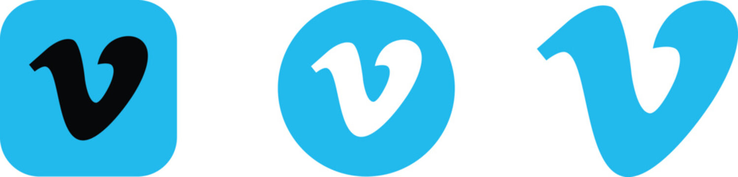 Vimeo logo icon app. Fresh Vimeo 2025 logo icon set in blue and black styles. digital media platform icon design. vimeo logo transparent png