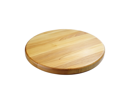 Detailed close-up of a wooden lazy susan rotating platform isolated for seamless integration