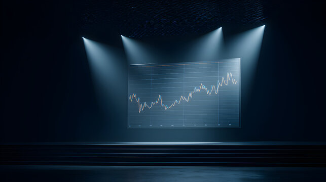 Stock market graph showing financial data on stage - Powered by Adobe
