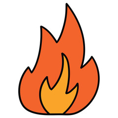Hand-drawn cartoon flame on a white background.