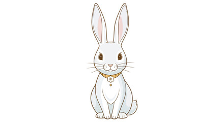 Obraz premium Charming illustration of a delightful bunny wearing a floral necklace on white background