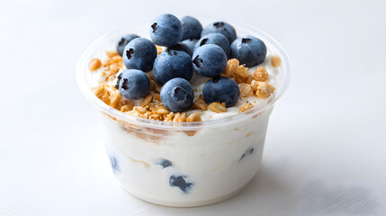 Yogurt parfait with blueberries and granola, healthy breakfast