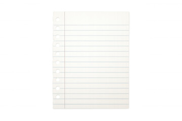 Blank lined notebook paper page having a ripped left edge and binder holes, providing space for notes or messages