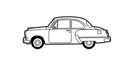 Silhouette illustration showcasing a vintage classic car isolated on a clean white background